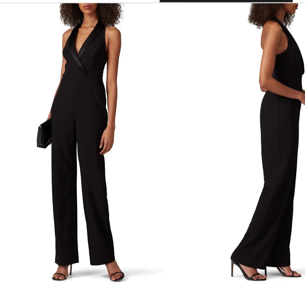 Aidan Mattox Crepe Tuxedo Jumpsuit